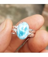LARIMAR-AMBER gemstones 925 sterling silver reversible ring size 8.5 wg-4 - €42,40 EUR
