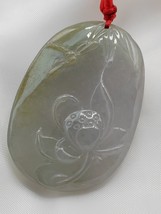 Glassy Ice White 100% Natural Burma Jadeite Jade Lotus Pendant # 110.85 carat # - £949.14 GBP
