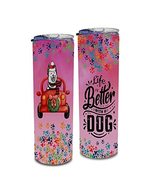 Life Is Better With A Dog White Finnish Lapphund Colorful Skinny Tumbler... - £21.76 GBP