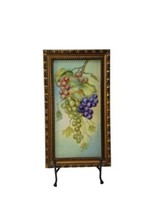 Vintage Hand Painted Grapes On Tile Framed Signed By Sue Thompson - £46.89 GBP