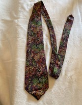 EUC Ermenegildo Zegna Men&#39;s Tie Abstract Print Autumn colors 100% Silk - £27.69 GBP