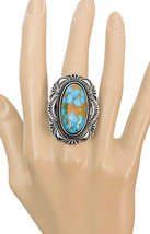 Fake Blue Turquoise Imitation Cabochon Cocktail Casual Everyday Ring Size 8 - £12.53 GBP