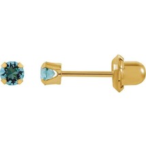 14k Yellow Gold Imitation Birthstone Inverness Piercing Earrings - £79.56 GBP