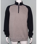 NWT Men's IZOD Gray & Navy Blue Zip Mock Neck Fleece Pullover Size M Medium - $24.74
