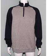 NWT Men&#39;s IZOD Gray &amp; Navy Blue Zip Mock Neck Fleece Pullover Size M Medium - €21,14 EUR