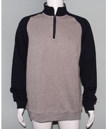 NWT Men&#39;s IZOD Gray &amp; Navy Blue Zip Mock Neck Fleece Pullover Size M Medium - £16.61 GBP