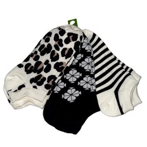 Kate Spade No Show Socks Black Cream 3 Pair Low Cut Logo Leopard Gift Size 4-10 - £15.01 GBP