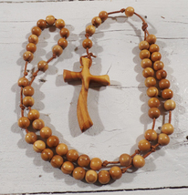 Rosary Sp Cross in olive wood necklaces handmade - £19.11 GBP