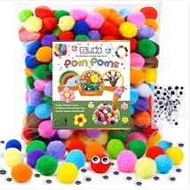 [400 Pcs] - 300 Pieces 1 Inch Assorted Pompoms With 100Pieces Wiggle Eye... - £12.56 GBP
