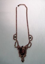 Vintage Rhinestone Pink Purple Necklace K1075 - £58.66 GBP