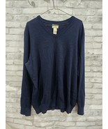 L.L. Bean Cotton Cashmere Blend V-Neck Pullover Sweater Mens XL Blue - $34.28 CAD
