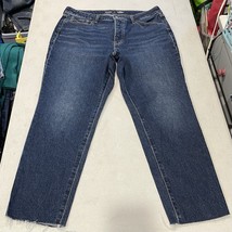 Old Navy OG Straight Jeans Womens 14 Blue High Rise Dark Wash Stretch Di... - $295.07 MXN