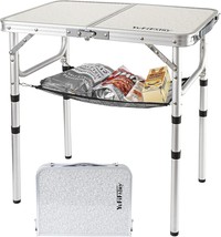 Inexpensive Yufifairy Small Folding Camping Table With Mesh Layer 3 Heights 2 - £35.90 GBP