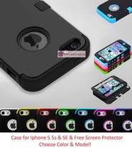 Hybrid Shockproof Hard Soft Rugged Cover case for Apple Iphone 5 5th Gen 5S SE - £15.72 GBP