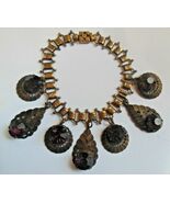 Vintage Purple Prong-set faceted Rhinestone Charm Link Bracelet 7.3/4" long - $350.00