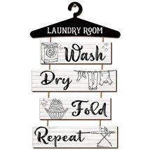 5 Pieces Laundry Room Wall Sign Rustic Laundry Room Rules Hanging Sign Wooden Wa - £20.55 GBP