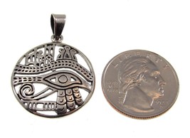 Handcrafted Solid 925 Sterling Silver Crowned Eye of Horus Egyptian Pendant - £22.06 GBP
