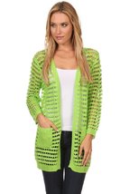 Jessica Moretti Women&#39;s Solid Color Thin Knit Crochet Long Sleeves Pocke... - $63.69