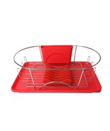 MegaChef 17 Inch Red and Silver Dish Rack with Detachable Utensil holder... - $68.08 CAD