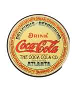 Coca Cola Round Keg Label Tin Metal Aluminum Sign Man Cave Decor 12 Inch - $14.99