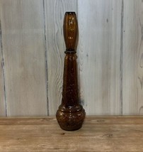 DABS Genie Bottle Flower Design Vintage Amber Decanter W/ Original Glass Stopper - £29.63 GBP