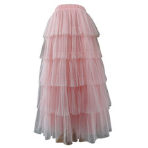 PINK TIERED Layered Tulle Maxi Skirt Plus Size Princess Tulle Skirt image 2