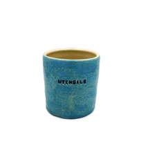 Blue Handmade Ceramic Utensil Holder For Kitchen Counter, Stoneware Vase Crock - £64.80 GBP