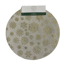 Farmhouse Rachel Ashwell Placemat White Braided Metallic Gold Snowflake ... - $27.73