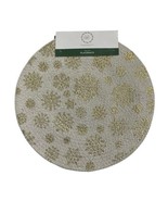 Farmhouse Rachel Ashwell Placemat White Braided Metallic Gold Snowflake ... - $524.88 MXN
