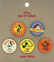 Disney Buttons by Junk Food ~ 5 Metal Buttons ~ Mickey Mouse ~ 90th Anniversary - £11.94 GBP