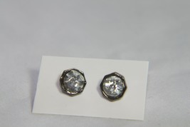 Earrings (New) Faux Diamonds Encased In Antique Silver 5/16&quot; Stud - £3.47 GBP