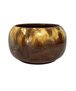 Vtg MIALI Planter Bowl Coffee Brown Drip Glaze Pot California Pottery US... - $38.00