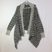 BKE Buckle Sweater Size L Shrug Open Front Black Grey Hi Low - £11.83 GBP