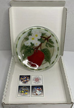 Peggy Karr Apple Blossom Fused Art Glass Plate Signed Retired Euc - £44.84 GBP