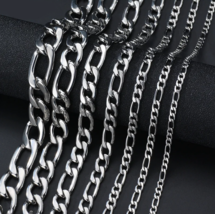 Quality 316L Stainless Steel Cuban &amp; Figaro Link Chain Necklace (5mm, 8mm) - £11.18 GBP+