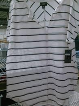 NWT Mossimo Womens&#39; Short Sleeve Black/White Striped Vee Neck Tee Shirt - £12.13 GBP