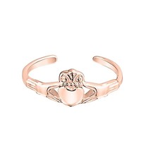 Women&#39;s 14K Rose Gold Plated Celtic Adjustable Claddagh Heart Toe/Midi Ring - £10.06 GBP