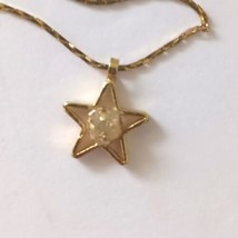 Dainty Star Necklace Open Work Pendant Yellow Gold Plated Adjustable Cel... - £15.63 GBP