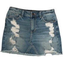 Y2K Hollister Denim Mini Skirt Sz 26 High Rise Distressed Boho Grunge Western - £22.91 GBP