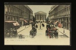 Vintage Postcard Early City Scene Paris France Colorized La Rue Royale Wagons - £6.08 GBP