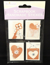 Miss Elizabeth&#39;s Handmade 3D Scrapbook Stickers Love Heart Wedding Key Brown New - £1.36 GBP