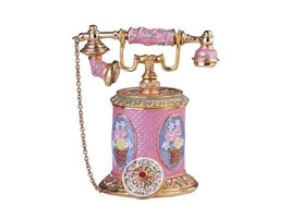 Jeweled Enamel Pewter Pink Phone Hinged Trinket Ring Jewelry Box Terra Cottage - £20.95 GBP