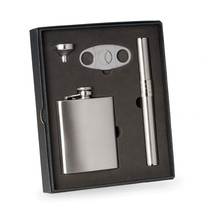 Bey Berk 4 Pieces Stainless Steel Flask Cigar Case &amp; Cutter - $52.95
