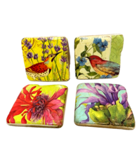 Vintage Susan Winget Stone Floral and Birds 3.75 inch Coasters Lot of 4 - £11.66 GBP