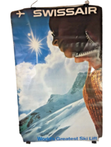 Vintage Original 1969 Swissair Airline Wintertime Skiing Skylift large p... - $243.73 CAD
