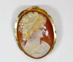 18K Gold Hand Carved Cameo BROOCH/PIN/PENDANT - £314.63 GBP