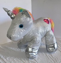 Dan Dee Collector’s Choice “Be Jolly” Silver Sequined Rainbow Unicorn Plush 20” - £14.72 GBP