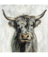 18&quot;x18&quot; Highland Cow Canvas Print Wall Art Masculine Bull Portrait Brown... - $22.76