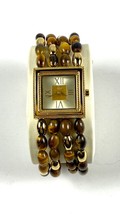 Quartz Square Watch 4-Strand Beads Strap Women&#39;s Bracelet Watch 7&quot; NO BA... - $15.83