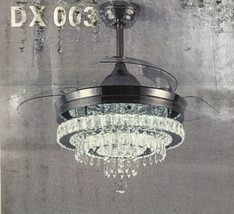 Silver 42&#39;&#39; Modern Crystal Fan Chandelier W/Remote Dimmable LED Ceiling Light - £147.87 GBP